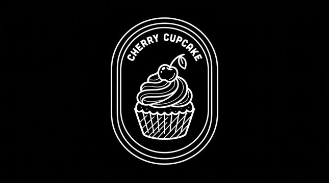 cherry cupcake logo, dessert icon