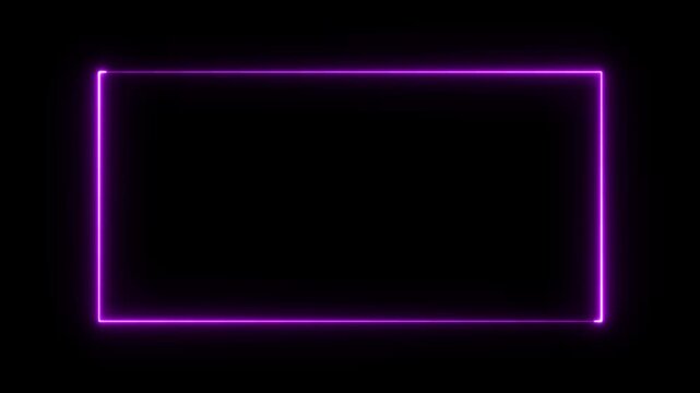 Neon purple glowing rectangular frame border animation with smooth light flow