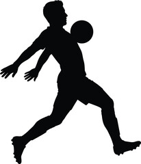 Obraz premium Male soccer player controlling ball on chest vector silhouette illustration for sports action graphic