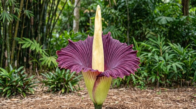 Isolated Specimen of Blooming Bunga Bangkai in Nature