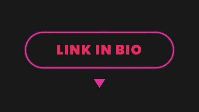 Neon link in bio animation with social media marketing and website promotion.
