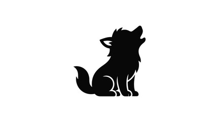 Fototapeta premium Sitting wolf shape black silhouette on white background