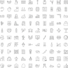Fototapeta premium Minimalist single line icon set depicting diverse objects, concepts and activities for web, mobile and print design versatile thin line vector symbols for ui, business, travel, health and more