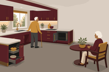 Fototapeta premium Senior Friendly Kitchen Layout Public Service Brochure