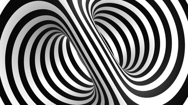 Slow Rotating Hypnotic Black and White Torus Optical Illusion Seamless Loop