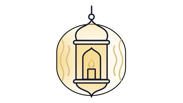Traditional hanging Ramadan fanoos lantern vector icon with editable stroke. Minimalist glowing lamp illustration for Islamic religious festivals, Eid Mubarak celebrations, and Hajj pilgrimage.