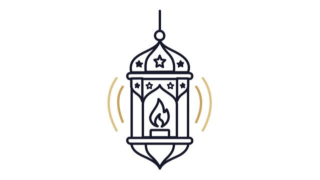 Elegant hanging Ramadan fanoos lantern vector icon with editable stroke. Minimalist glowing ornament illustration for Islamic religious events, Eid Mubarak greetings, and Hajj pilgrimage designs.