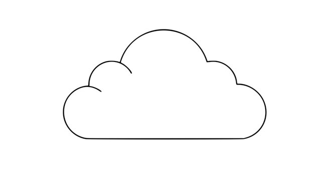 Minimalist black line art vector icon of a fluffy cumulus cloud floating in the sky, simple outline illustration for weather forecast, sky, atmosphere, and nature design elements, scalable graphic