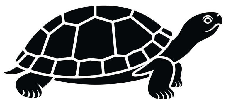 Black Turtle Silhouette On White Background Simplified Graphic DesignBlack Turtle Silhouette On White Background Simplified Graphic Design