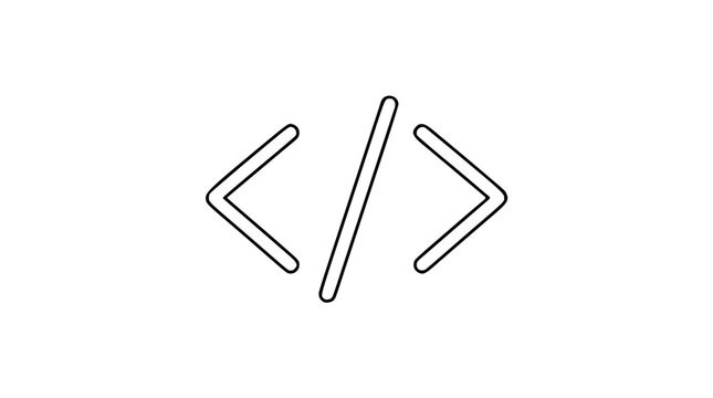 Clean programming code bracket vector icon illustration, featuring a minimalist line art design of developer syntax symbols, perfect for software engineering, web development, and digital technology