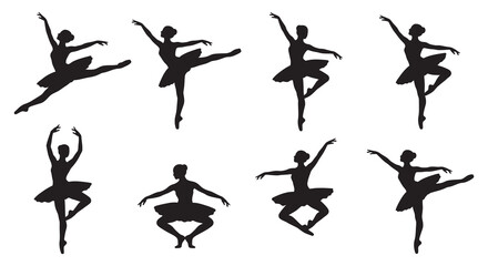 Ballerina poses collection black silhouette dancer dance © MdMosharef