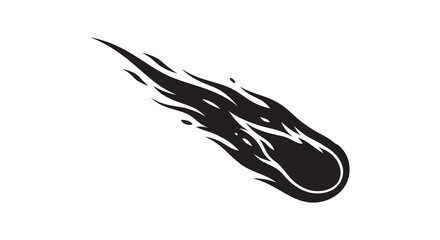 Falling comet with trailing flames black and white silhouette © MdMosharef