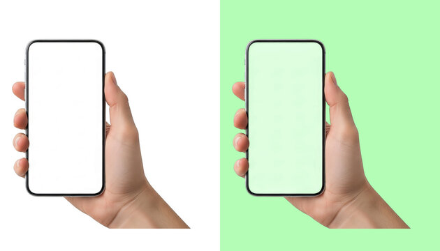 Hands holding modern smartphones comparison isolated background isolated on transparent background