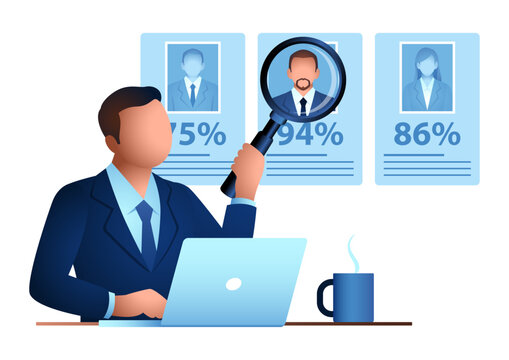 Recruitment specialist reviewing job candidates during resume screening and employee selection process