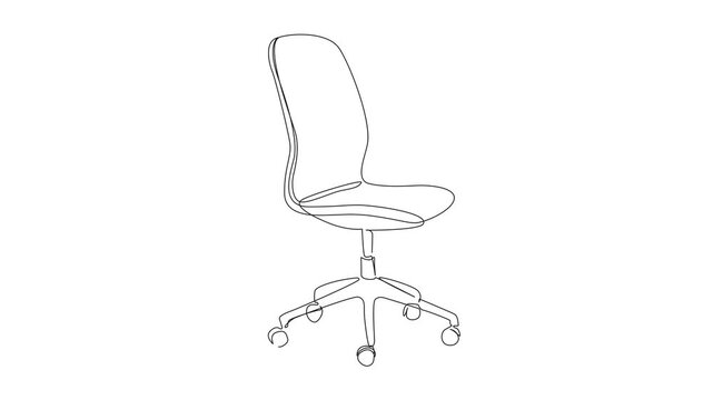 animated continuous one line drawing of a modern office chair, line art animation