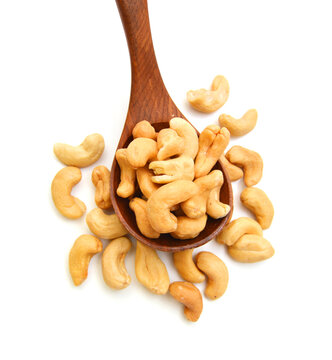 Cashew nuts on white background 