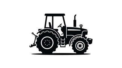 Farm Tractor Silhouette Against A White Background © SAFIULLAH