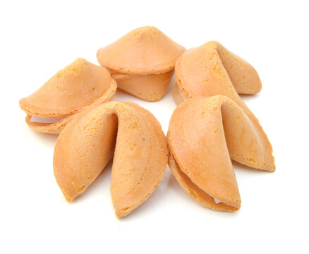 Fortune cookies with blank slip isolated on white background