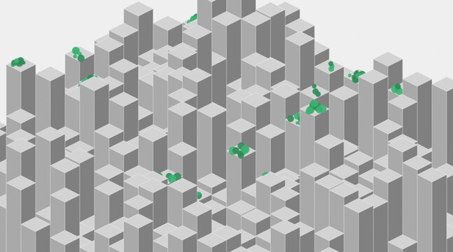 Sustainable Smart City 2.5D Blocks with Rooftop Gardens - Clean Eco Monolith Blocks