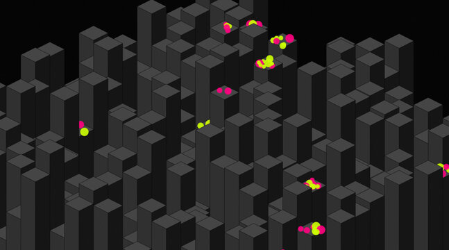 Sustainable Smart City 2.5D Blocks with Rooftop Gardens - Cyberpunk City Blocks and Neon Gardens