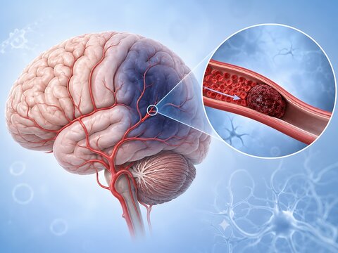 Ischemic Stroke Caused by Blood Clot Blocking Cerebral Artery