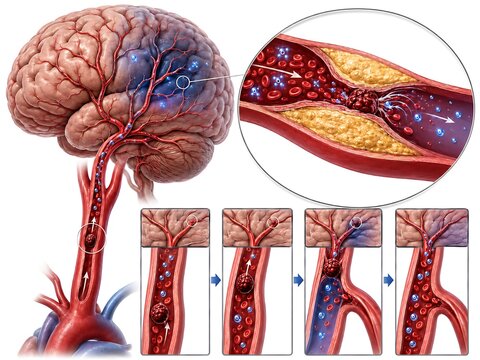 Ischemia Stroke From Blood Clot Blocking a Brain Artery