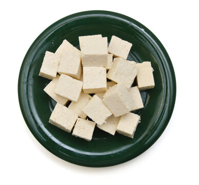 Closeup tofu isolated on white background 