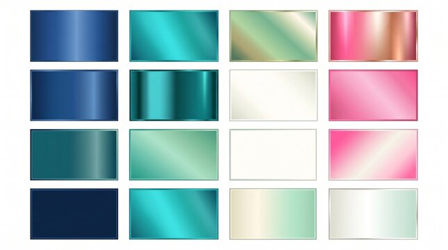 Set of colorful metallic gradients. Abstract shiny texture collection for modern design.