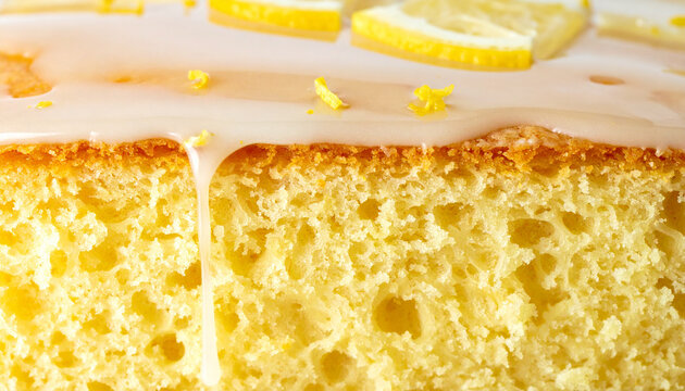 Lemon sponge cake with airy crumb and glossy sugar glaze
