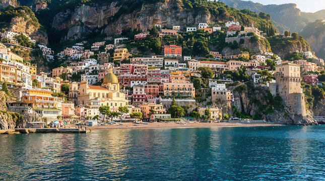 Positano, Italy along the stunning Amalfi Coast.