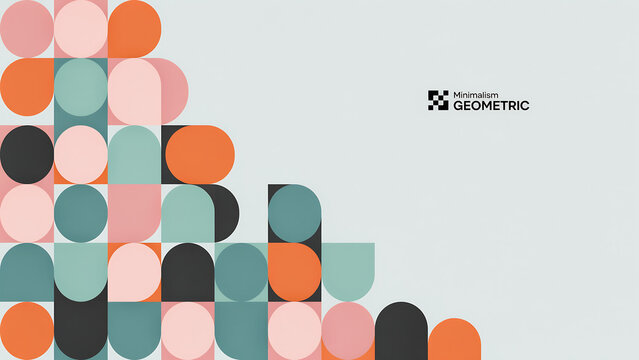 Abstract geometric background with soft colorful circles and semi-circles