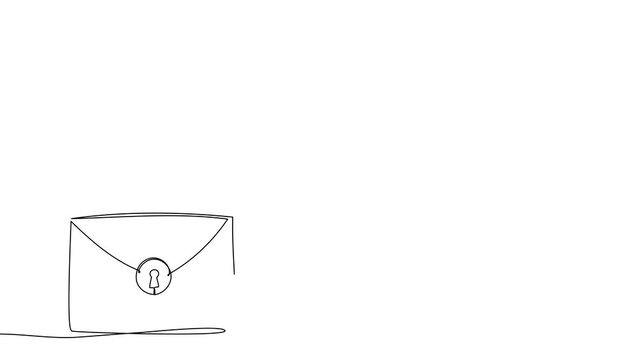 Single line art depicting envelope icon. Creative continuous drawing style for email newsletters, postal services, wedding invitations, and greeting card designs.
