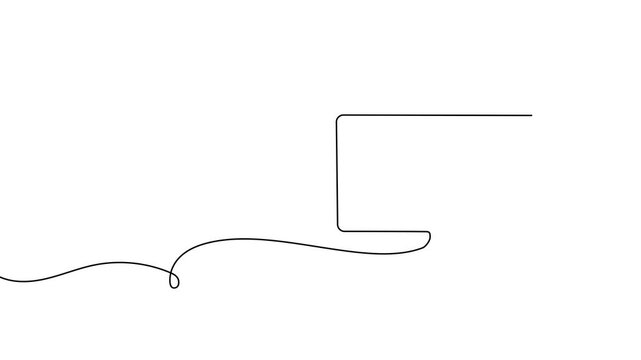 One line drawing of television screen and control elements. Smart home TV monitor concept in continuous outline art style with minimalist doodle design aesthetic.