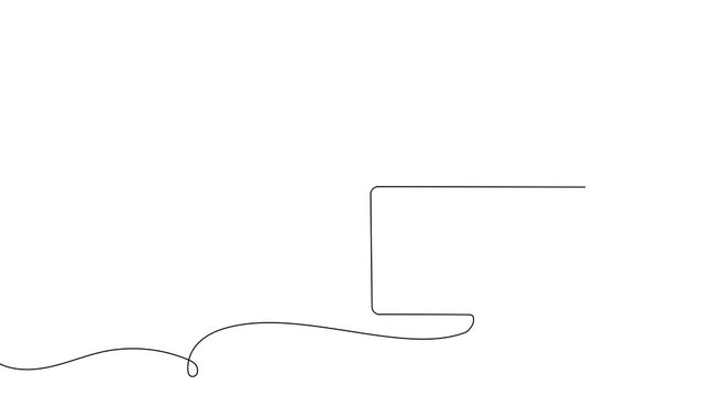 One line drawing of television screen and control elements. Smart home TV monitor concept in continuous outline art style with minimalist doodle design aesthetic.