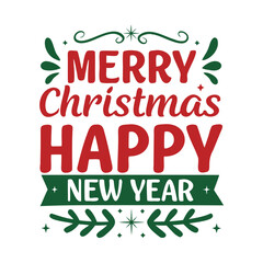Obraz premium Merry christmas and happy new year festive greeting card design with decorative typography and holiday elements