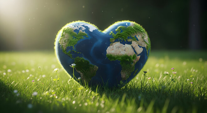 Heart shaped earth for world day celebrating global love and environmental awareness