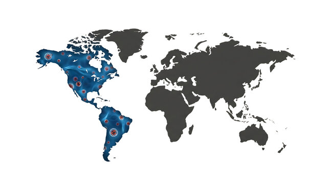 World map highlighting regions affected by Cyclospora and foodborne illness outbreak