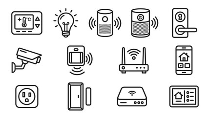 Fototapeta premium Smart Home Technology Icons: Security, Automation, Connectivity, and Control