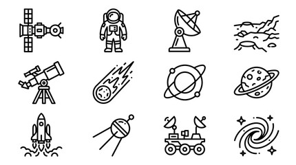 Astronaut, Rocket, Satellite, Telescope, Planets, Mars Rover, Galaxy - Space Icons Collection © Sugar