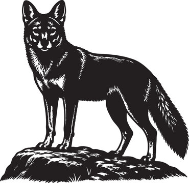 Asian Dhole Standing On Rocky Ground