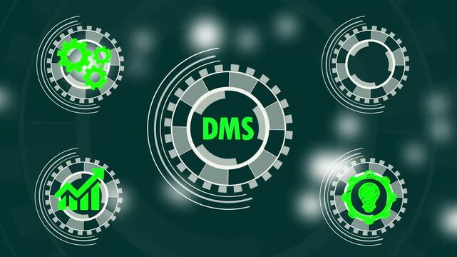 "A premium digital business concept animation featuring the glowing  text 'DMS' in bold modern typography. ideal for business presentations, finance, startups, technology, marketing, and corporat