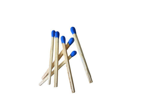 Group of wooden matches with blue heads