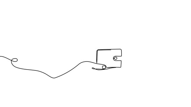 Hand-drawn continuous line illustration depicting wallet with credit cards, emphasizing secure digital payment methods and contemporary financial solutions