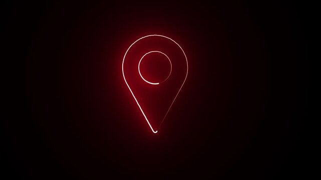 "A glowing neon location pin icon animation perfect for GPS navigation, maps, tracking, delivery, travel, and location-based applications."