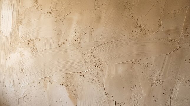 Beige plaster wall surface showing rough trowel marks and textured construction finishing details