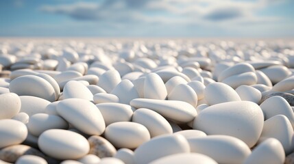 Obraz premium A photo of smooth white stones scattered on the ground
