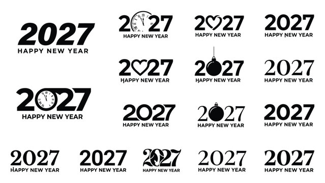 Collection of creative twenty twenty seven new year typographic designs with displays diverse collection