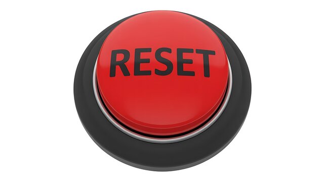 Red reset button on a black circular base