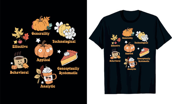 7 Dimensions Of ABA Fall Autumn Pumpkins Coffee BCBA T-shirt Design