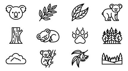 Cute Koala Icons Set: Wildlife, Nature, and Australian Animal Illustrations © Brian